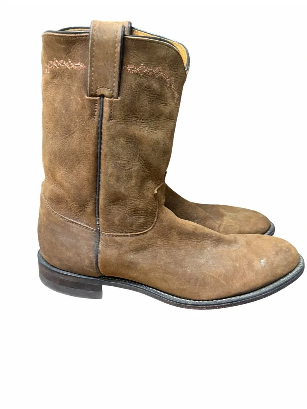 Justin cowboy Boots Men’s 11.5 Classic Roper Leather Rodeo Western Brown